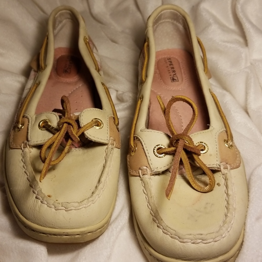 Sperry Sequin Plaid n Beige Boat Shoes